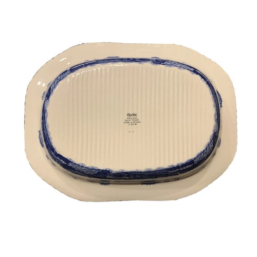 Tazón para servir verduras Spode England torre azul rectangular ovalado 9 3/4" gadroon - Imagen 9 de 10