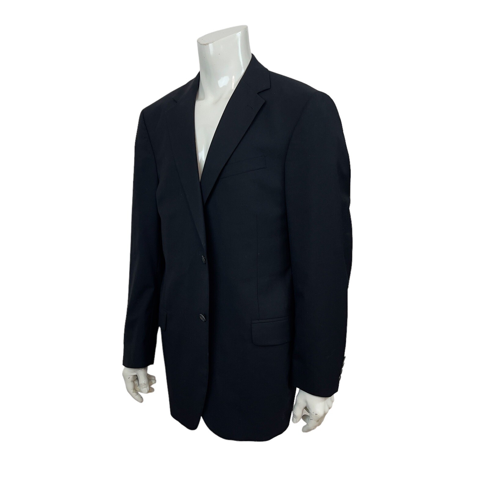 Lands' End Mens 46L Black Wool Sport Coat Blazer Jack… Gem
