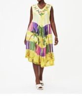 Womens Summer Sun Dress Umbrella Tie Dye Flower Beach Resort Wear Boho Hippie