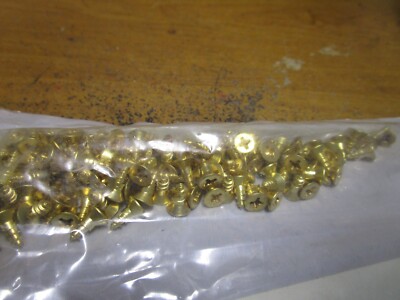#6-18 x3/8'' Flat Head Phillips Sharp Point Plain Finish Brass Wood Screw QTY 100