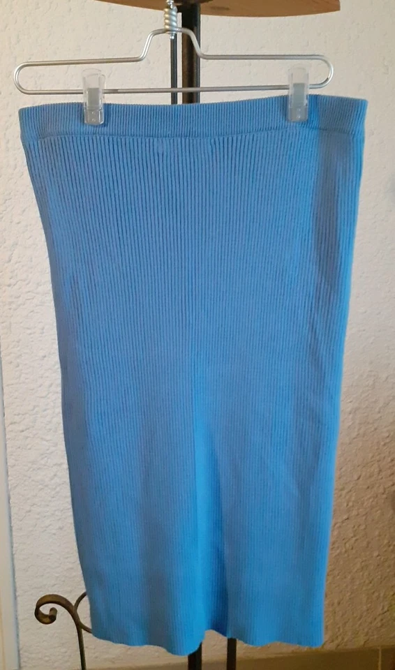 Jupe XL, BGN - tricot côtelé uni bleu, mi longue Occasion - Photo 3/3