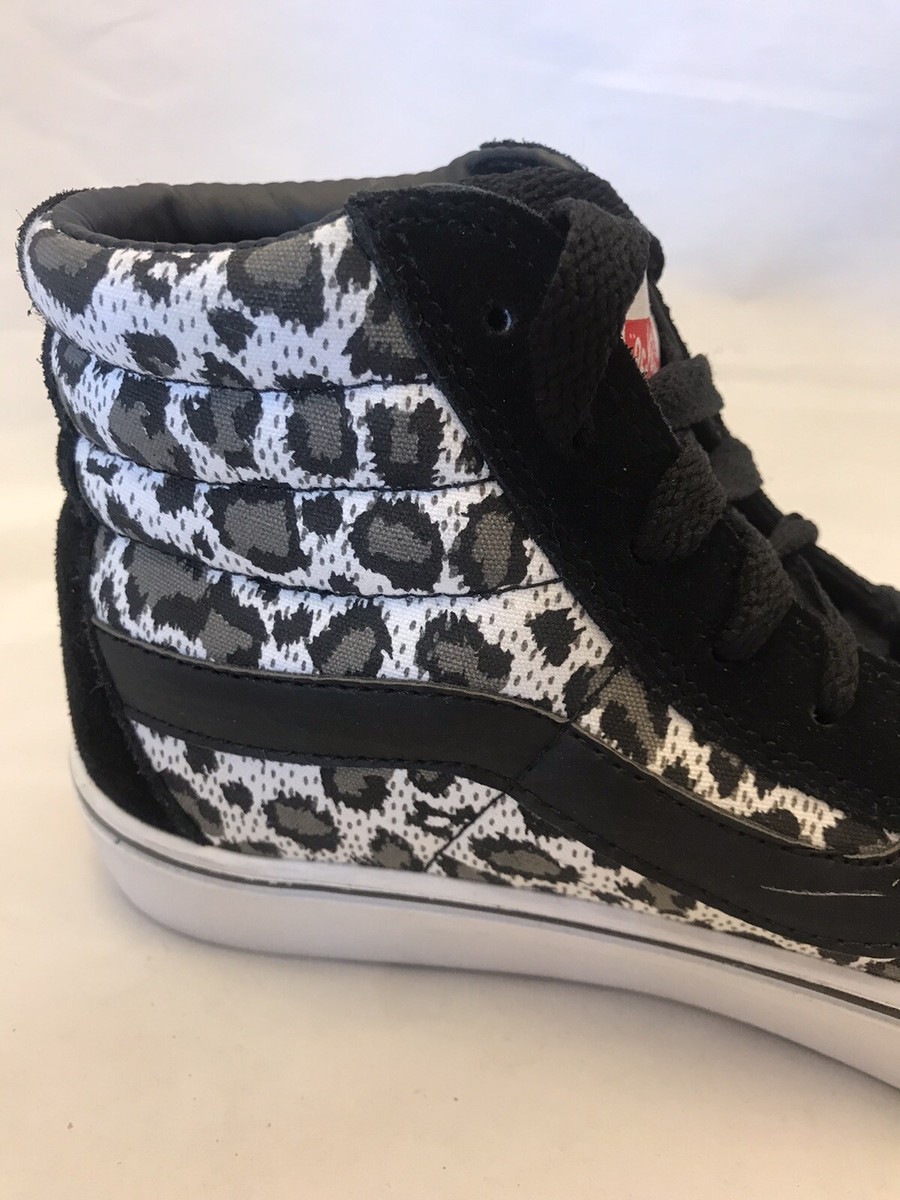 Vans SK8- Hi Slim Cheetah Print Suede Skate Shoes Black/ Grey M9