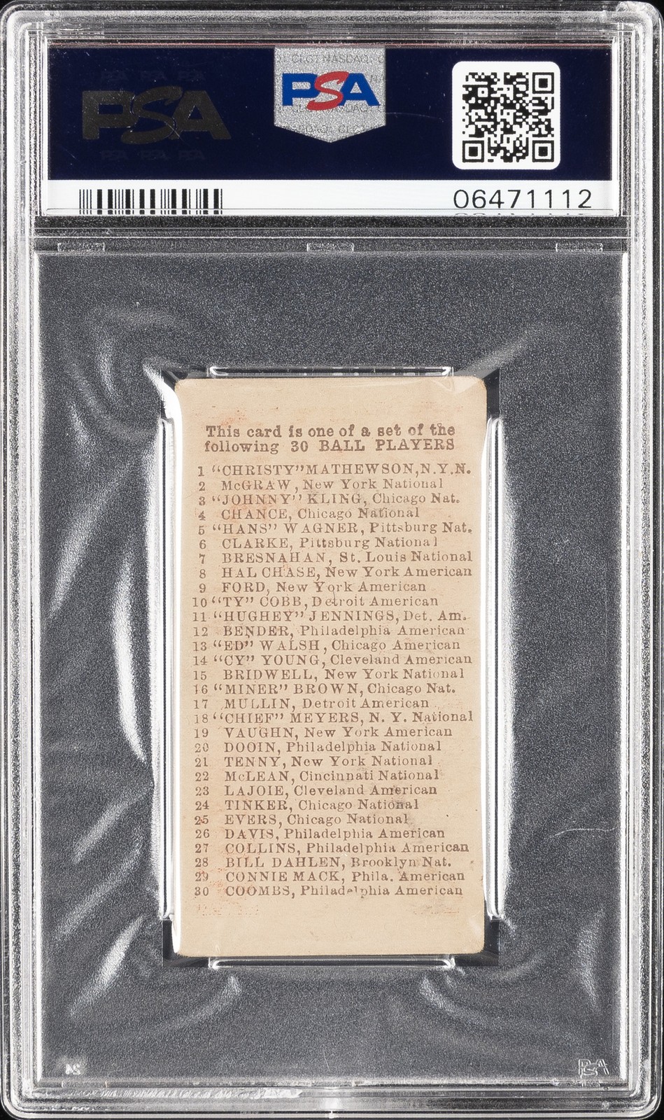 1910 E98 SET OF 30 TY COBB PSA 3 view 2