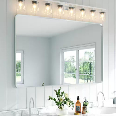 60 In. W X 40 In. H Rectangular Aluminum Framed Wall Bathroom Vanity Mirror in S