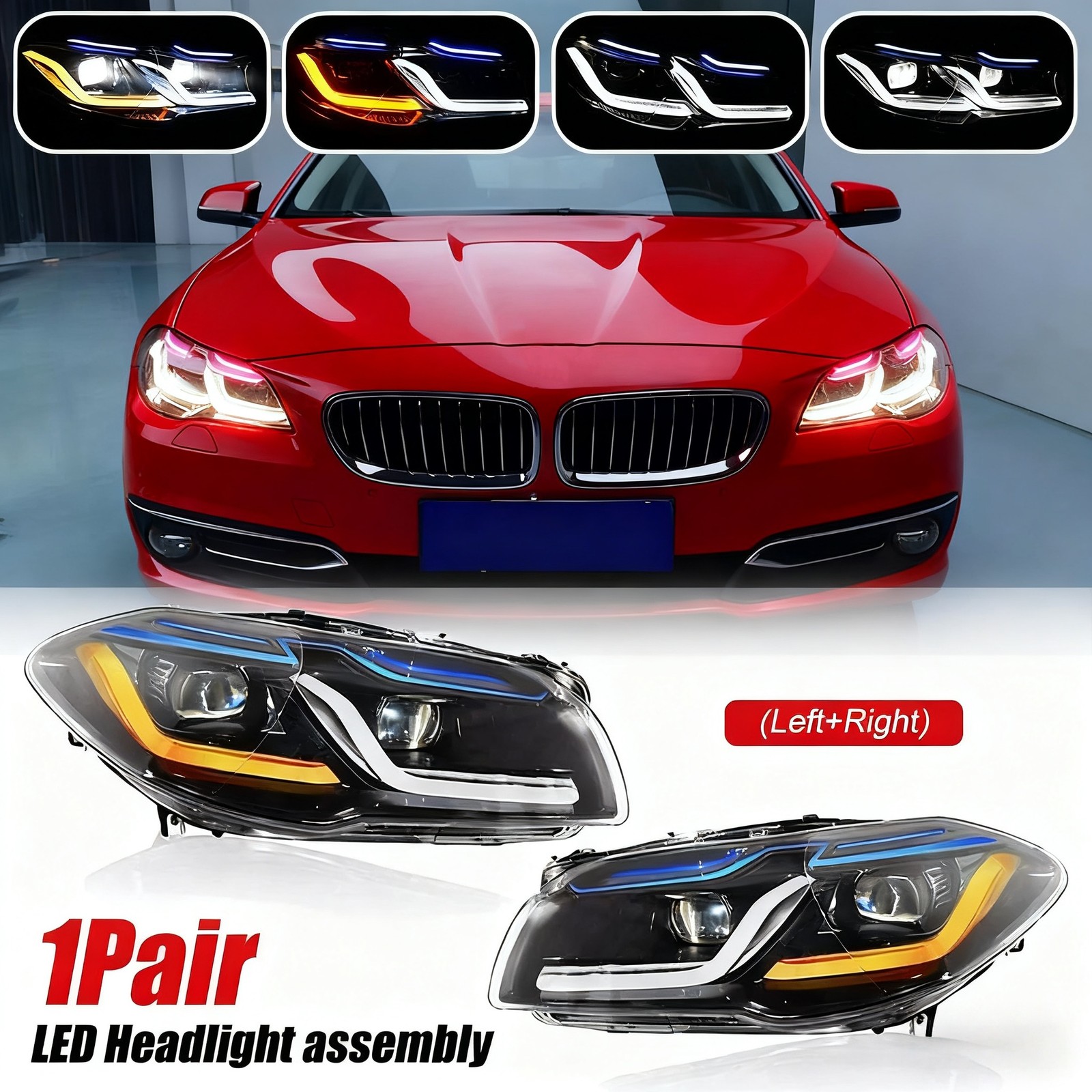A Pair LED Headlights Upgrade For BMW 5er F10 F11 F18 2011-2017 ...