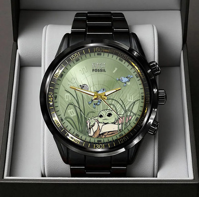 Star Wars The Mandalorian And Grogu Black Stainless Steel Watch