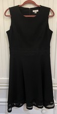 Calvin Klein Black Mesh Illusion Hem Fit Flare Stretch Sleeveless Dress - 12