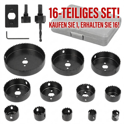16tlg profi Lochsäge Holz Bohrkrone Dosenbohrer Kreisschneider Set Ø19-127mm DHL
