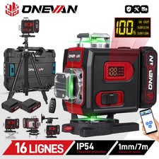 Niveau Laser Vert 16 Lignes Laser  Auto-nivelant 360° Écran LED Avec 2 piles
