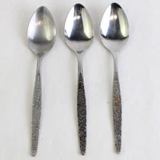 Vintage Interpur Jardinera Flower Daisy Stainless Steel Flatware 3 Pc Set Japan
