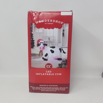 Inflatable Cow With Santa Hat Yard Decoration with Built-in LED ~New~