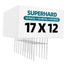 Pack Lawn Signs Corrugated Plastic 17x12 Inches Blank Yard Signs with Stakes 10