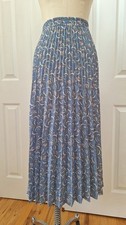 Max Studio Floral Print Pleated A Line Maxi Skirt Blue/Pink/White/Green Size: L