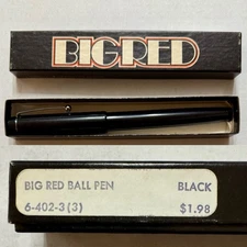 Vintage Parker Big Red Ball Pen - Black - Bandless- New Old Stock- NOS