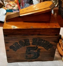 Vintage Solid Oak "5 Cents Shoe Shine"Valet Box with Accessories