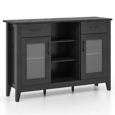 Sideboard Buffet Cabinet w/2 Drawers 2 Doors 3 Open Compartments 4 Shelves