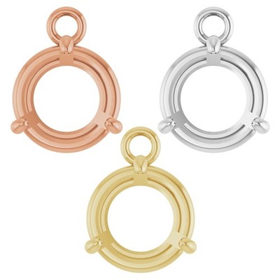 10K 14K 18K Gold, Platinum & Silver 7.5 mm Round 4-Prong Basket Dangle