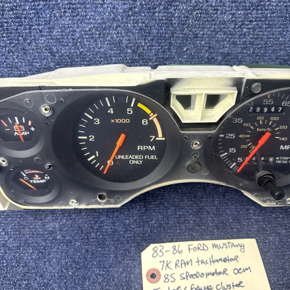 83 84 1985 1986 Ford Mustang Gauge Cluster 7 k velocímetro velocímetro velocímetro OEM GT Foto 3 de 4
