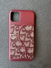 Christian Dior Oblique Saddle iPhone Case Burgundy Canvas Leather Rare Luxury 11