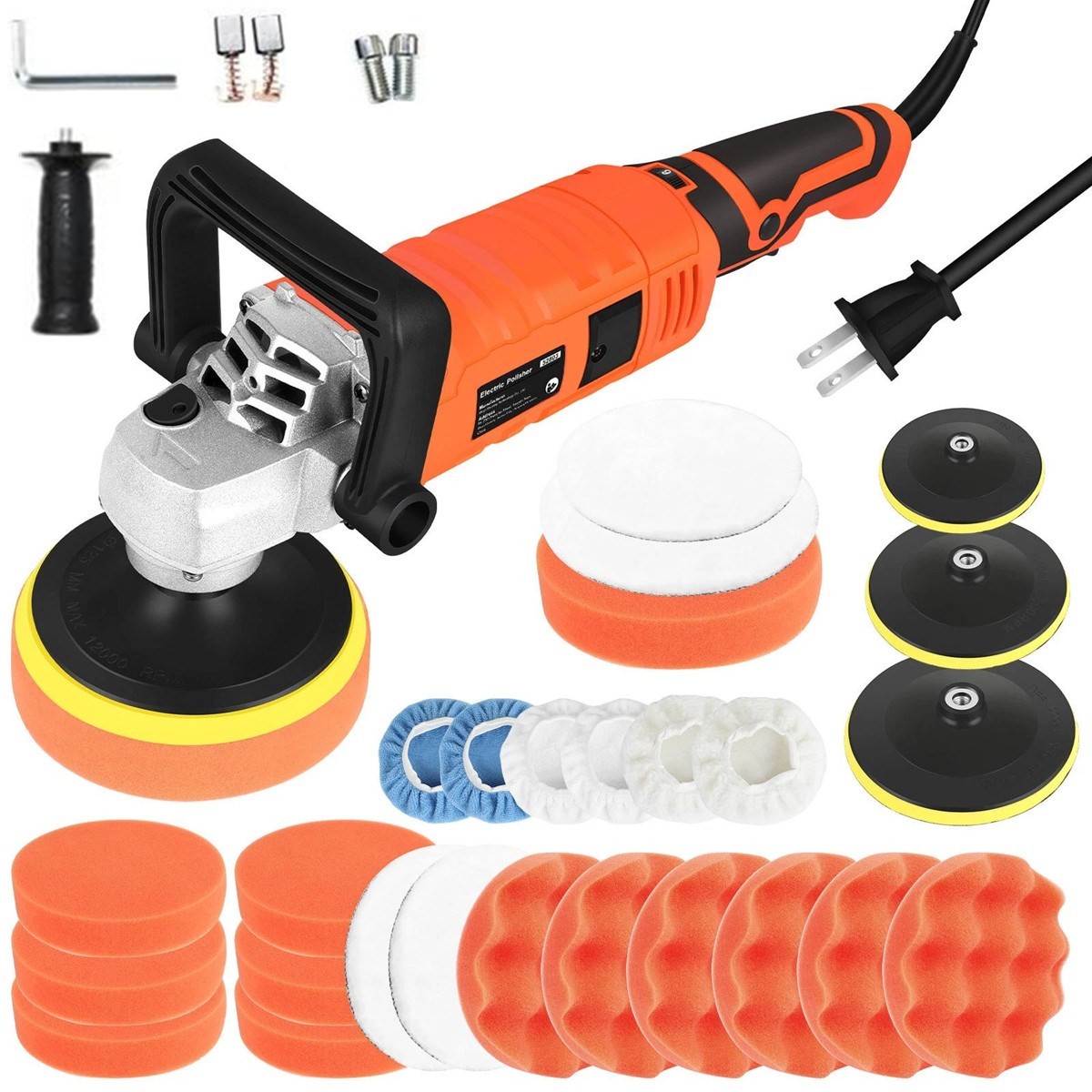 Car Buffer Polisher 7-Speed Rotary Waxer 5" & 6" Backing Pla