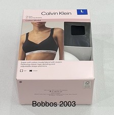 Calvin Klein Women's Cotton Modal 2-Pack Wire Free Bralette, Black/White, L