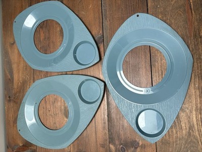 Vintage Better Made Picnic Paper Plate Drink Holders 3 Plastic Blue Atomic P
