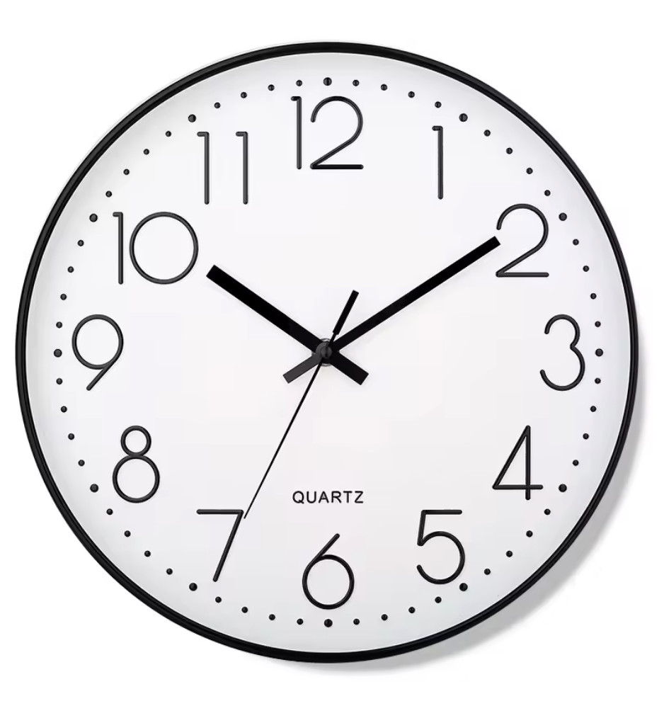 Horloge murale cuisine et bureau 8 pouces ronde silencieuse fond blanc