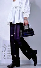 Zara SS25 Jewel Bead Embellished High Waist Trousers Black Size M L 8741/272 New