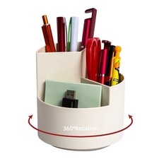 Desk Pencil Pen Holder, 3 Slots 360-Degree Spinning Organizers, Desktop Stora...