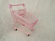 Mini  Grocery Shopping Cart Market Basket Metal Pink 