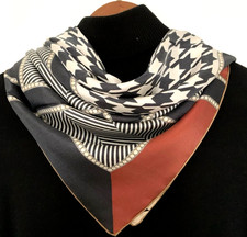 35"x35"Classic Pattern Print Pure Mulberry Twill Silk 14momme Scarf88x88cm6-18