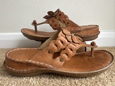 Pavers Anti Shock Leather Toe Post Sandals UK 5 EU 38 Tan