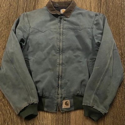 Vintage 90s Carhartt Santa Fe J14HTG Green Western Style Work Wear Jacket Size L