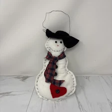Vintage Primitive Winter Hanging Snowman Cloth With Wire