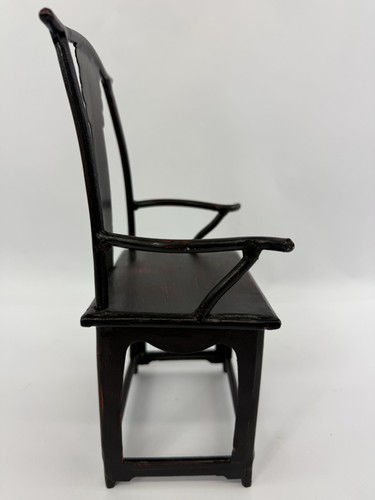Vintage Oriental Style Iron Chair 10.25" Tall Black Hand Made Decorative - Picture 4 of 12