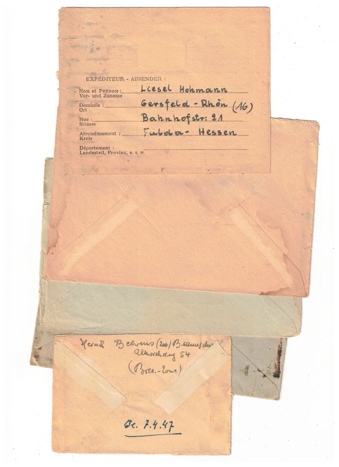 6Q Kriegsgefangenenpost Fulda Gersfeld 1946/47 an KGF n. Metz France ,1x Retour - Bild 2 von 4