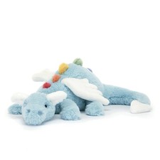 Jellycat Large Sky Dragon Blue Rainbow Soft Plush Toy New With Tags Authentic