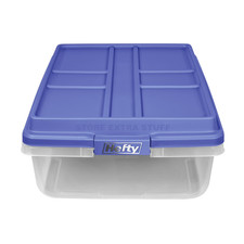Hefty HI-RISE 40 Quart Medium Latching Storage Bin Clear Plastic Lid Blue