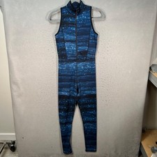 Aerie Womens Sleeveless Zip-Front Bodysuit With Starry Print Size Small Blue