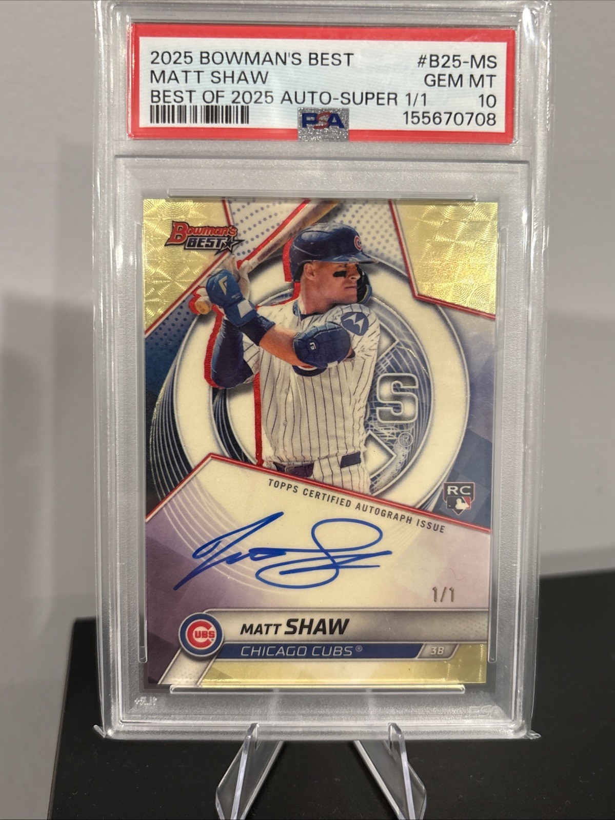 2025 Bowman’s Best Matt Shaw Best Of 2025 Auto Superfractor 1/1 PSA 10
