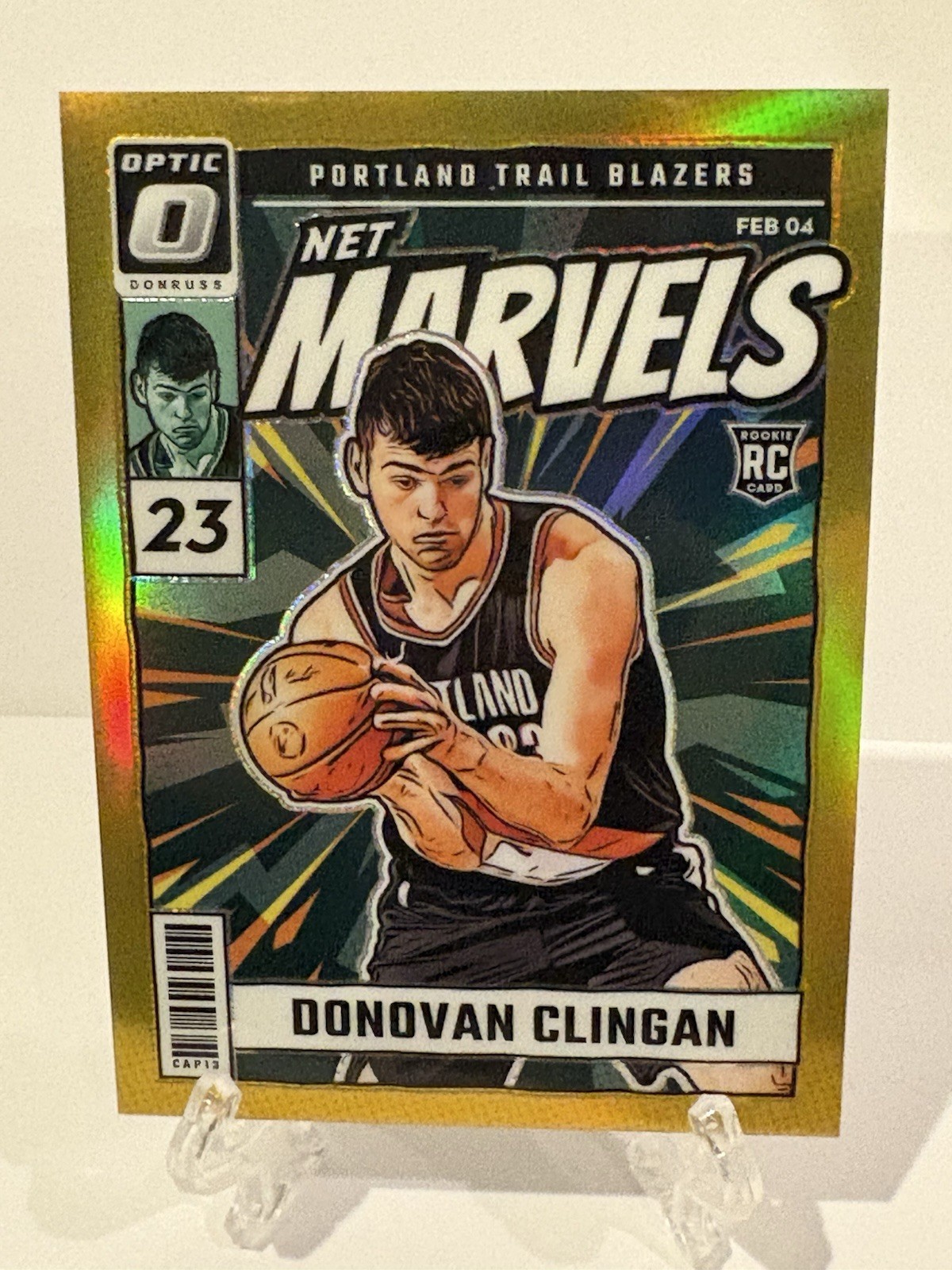 2024-25 Panini Donruss Optic #11 Donovan Clingan RC Net Marvels Gold Prizm /10