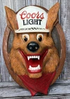 Coors Light Beer Wolf 3-D Face Sign Bar Pub Man Cave Decor 14”x10” Vintage