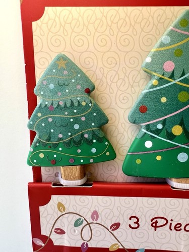 SET OF 3 GREEN CHRISTMAS TREES SHAPED SILICONE SPATULAS ORNAMENTS RIBBONS - Picture 5 of 8