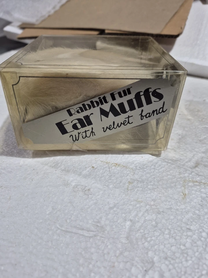 Orejeras blancas de piel de conejo genuina diadema de terciopelo negro para mujer (España) Foto 3 de 4