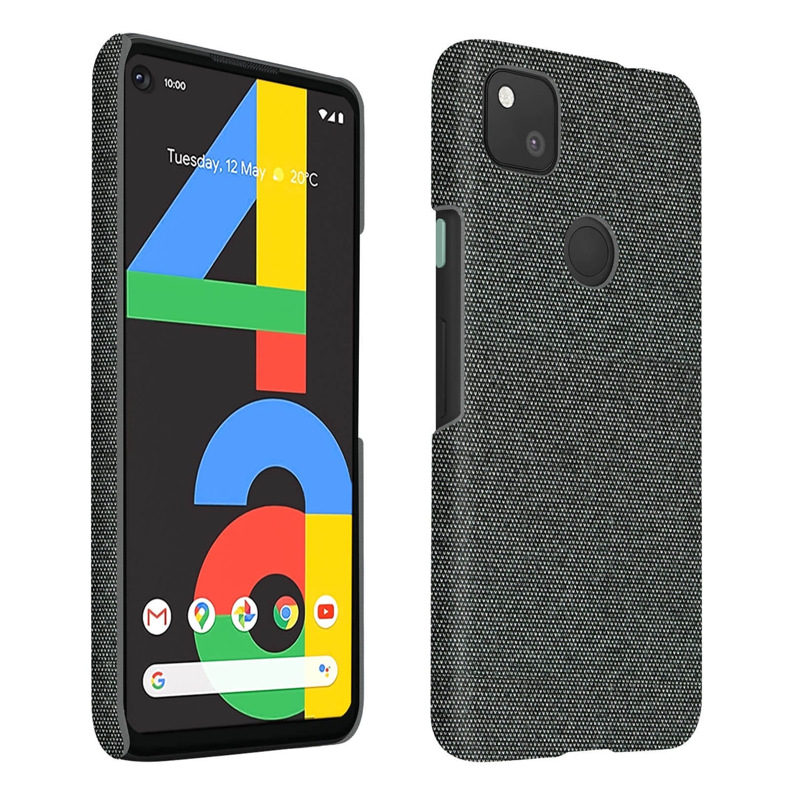 Housse Pixel 4A en tissu rigide gris lavable et anti-trace pour smartphone