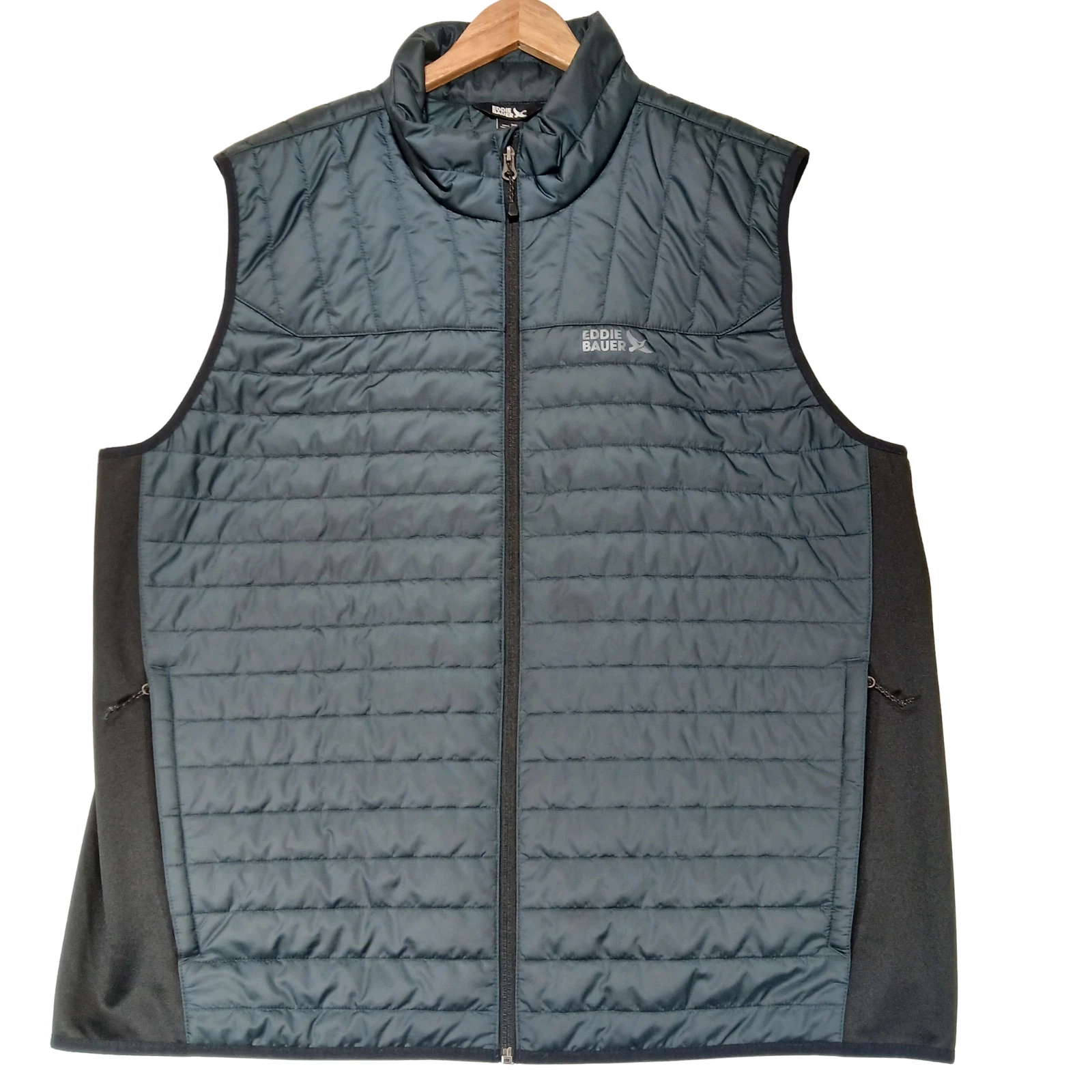 Eddie Bauer Vest Mens 2XL Black Insulated Full Zip Hybrid Outdoor Hiking