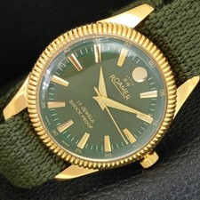 VINTAGE ROAMER MENS MANUAL WINDING SWISS GREEN DIAL WATCH REFURBISHED a444949-1