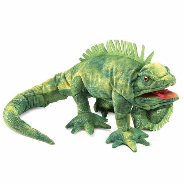 Folkmanis Iguana Hand Puppet Lizard Green Stuffed Animal 3yrs for sale