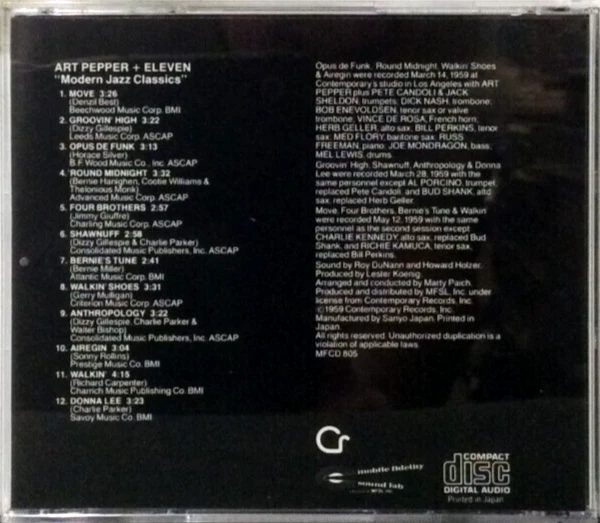 Art Pepper + Eleven (Modern Jazz Classics)  MFSL CD (Silver Disc) Foto 2 de 2