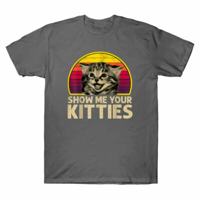 Show Me Your Kitties Vintage Funny Cute Cat Lovers Gift Men's T-Shirt Black Navy